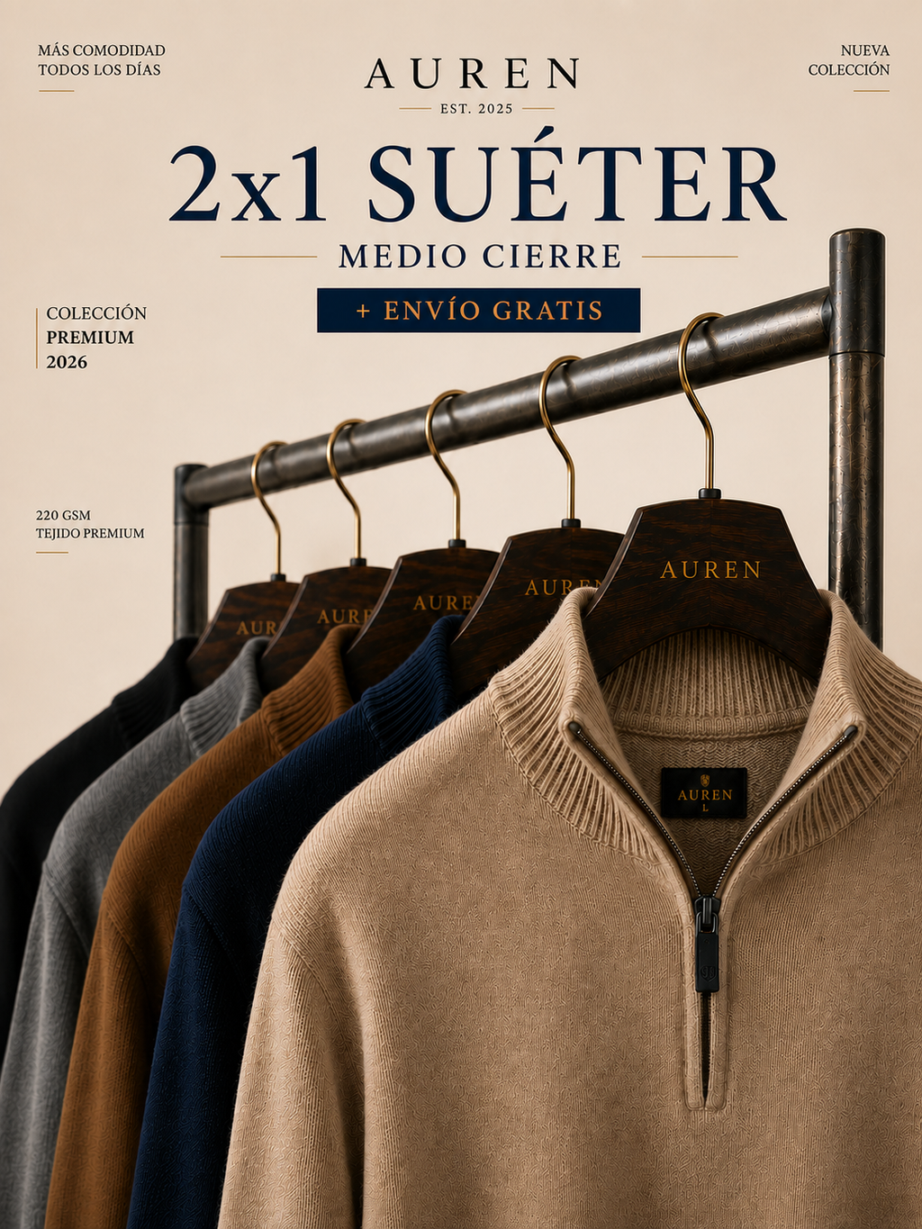 2x1 Suéter Medio Cierre Old Money
