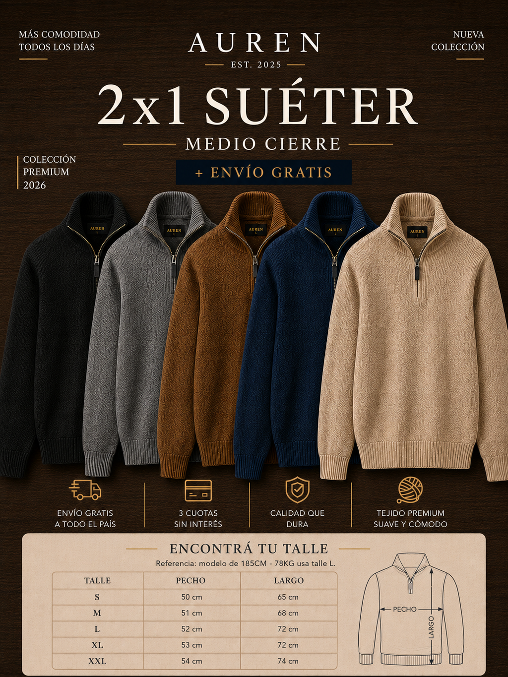 2x1 Suéter Medio Cierre Old Money