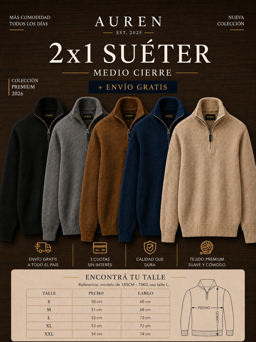 2x1 Suéter Medio Cierre Old Money